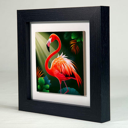 Flamingo 4, Ceramic Artwork, Framed In Black Or White, Unique Gift Idea, Ready To Hang Or Freestanding...