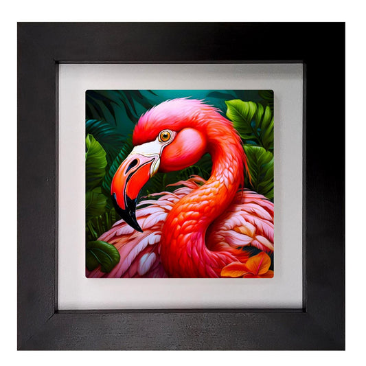Flamingo 2, Ceramic Artwork, Framed In Black Or White, Unique Gift Idea, Ready To Hang Or Freestanding...