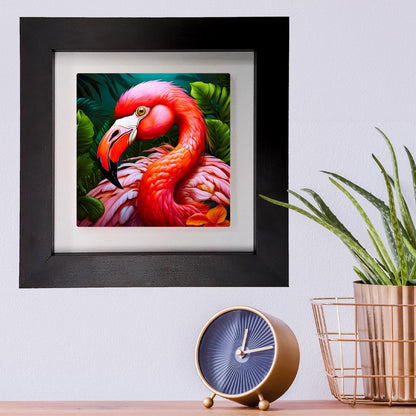 Flamingo 2, Ceramic Artwork, Framed In Black Or White, Unique Gift Idea, Ready To Hang Or Freestanding...