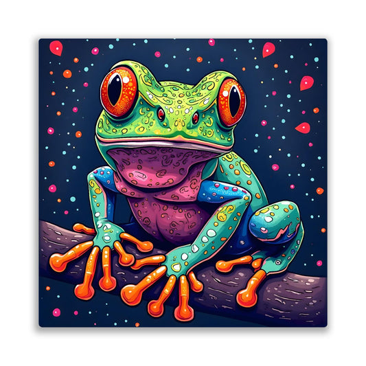 Frog Print No.7, Printed On Metal, Unique Image, High Quality, Vivid Colours, Perfect Gift, Unique Wall Art, Art Is A Gift For A Lifetime