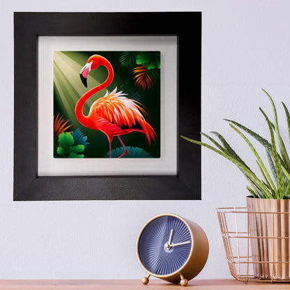 Flamingo 4, Ceramic Artwork, Framed In Black Or White, Unique Gift Idea, Ready To Hang Or Freestanding...