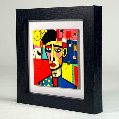 Abstract Man 2, Ceramic Artwork, Framed In Black Or White, Ready To Hang Or Freestanding...