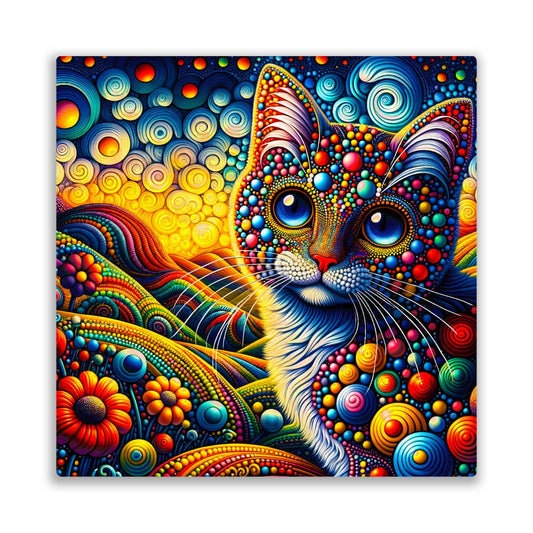 Abstract Cat No.3, Printed On Steel, Unique Image, Highly Detailed, Vivid Colours, A Gift That Lasts Forever.
