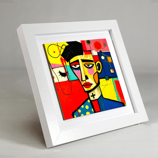 Abstract Man 2, Ceramic Artwork, Framed In Black Or White, Unique Gift Idea, Ready To Hang Or Freestanding...