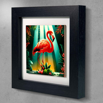 Flamingo 3, Ceramic Artwork, Framed In Black Or White, Unique Gift Idea, Ready To Hang Or Freestanding...