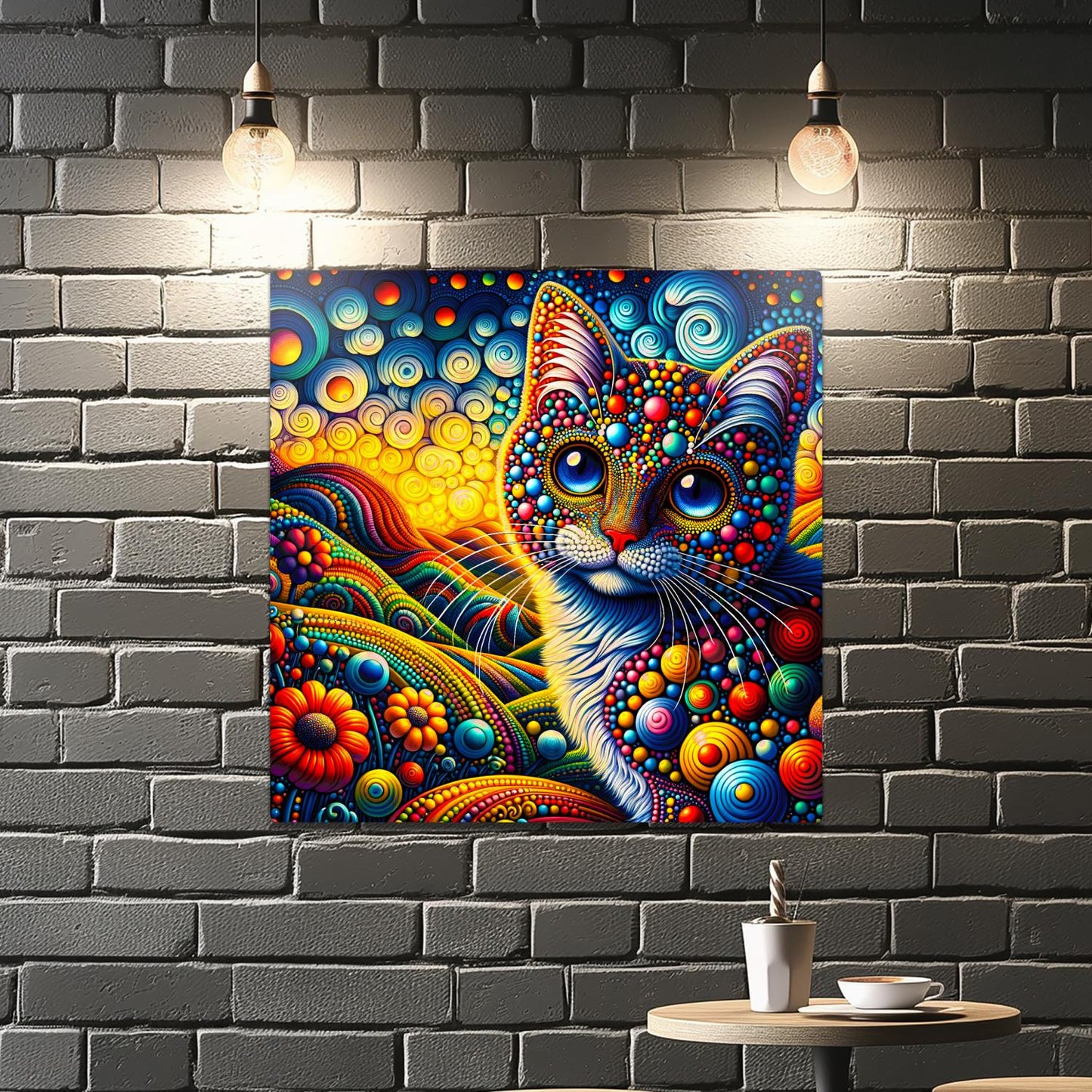 Abstract Cat No.3, Printed On Steel, Unique Image, Highly Detailed, Vivid Colours, A Gift That Lasts Forever.