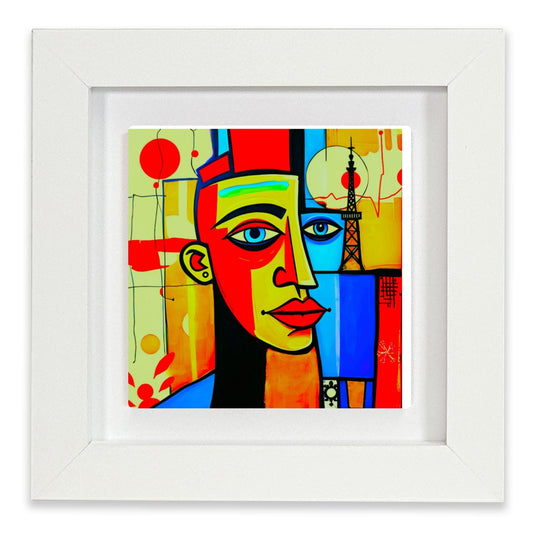 Abstract Man 1, Ceramic Artwork, Framed In Black Or White, Unique Gift Idea, Ready To Hang Or Freestanding...