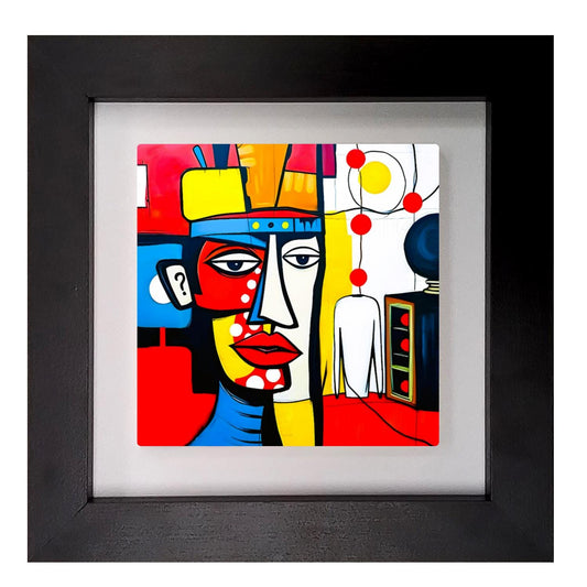 Abstract Man 3, Ceramic Artwork, Framed In Black Or White, Unique Gift Idea, Ready To Hang Or Freestanding...