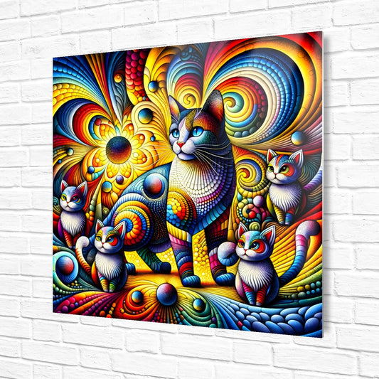 Abstract Cat No.5, Printed On Steel, Highly Detailed, Vivid Colours, Unique Wall Art, A Gift That Lasts Forever.
