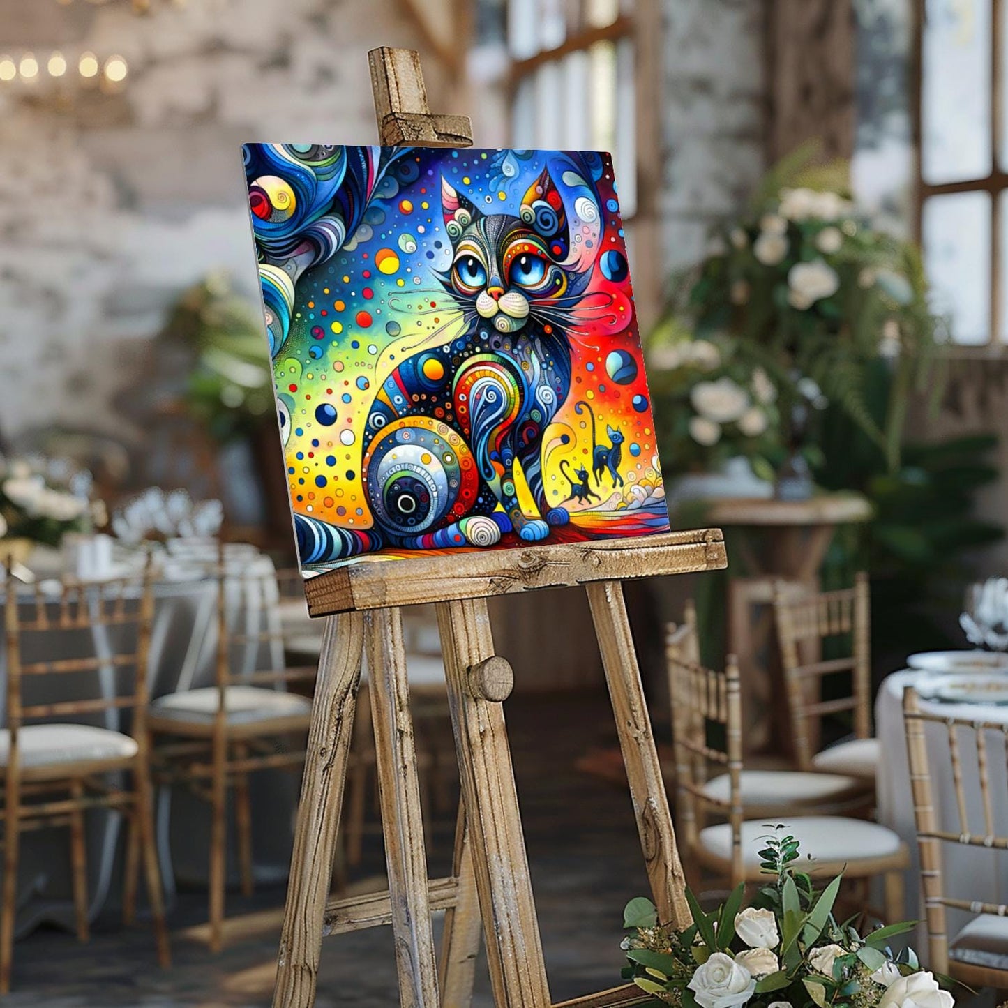 Abstract Cat No.4, Printed On Steel, Unique Image, Highly Detailed, Vivid Colours,  A Gift That Lasts Forever.