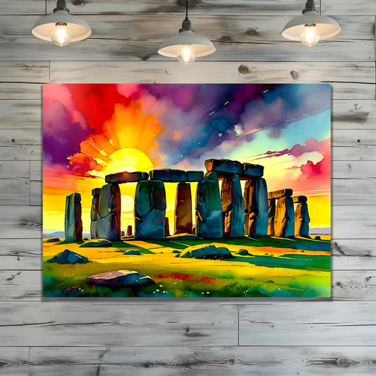 Stonehenge No.SH4, Printed On Steel, Unique Gifts, Highly Detailed, Vivid Colours, Original Print, A Gift That Lasts Forever.
