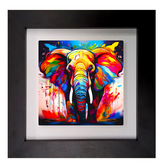 Elephant No.1, Framed Ceramic Tile Art,  Frame Size: 15x15cm And 20x20cm, Unique Image, Vivid Colours, A Gift That Will Last A Lifetime...