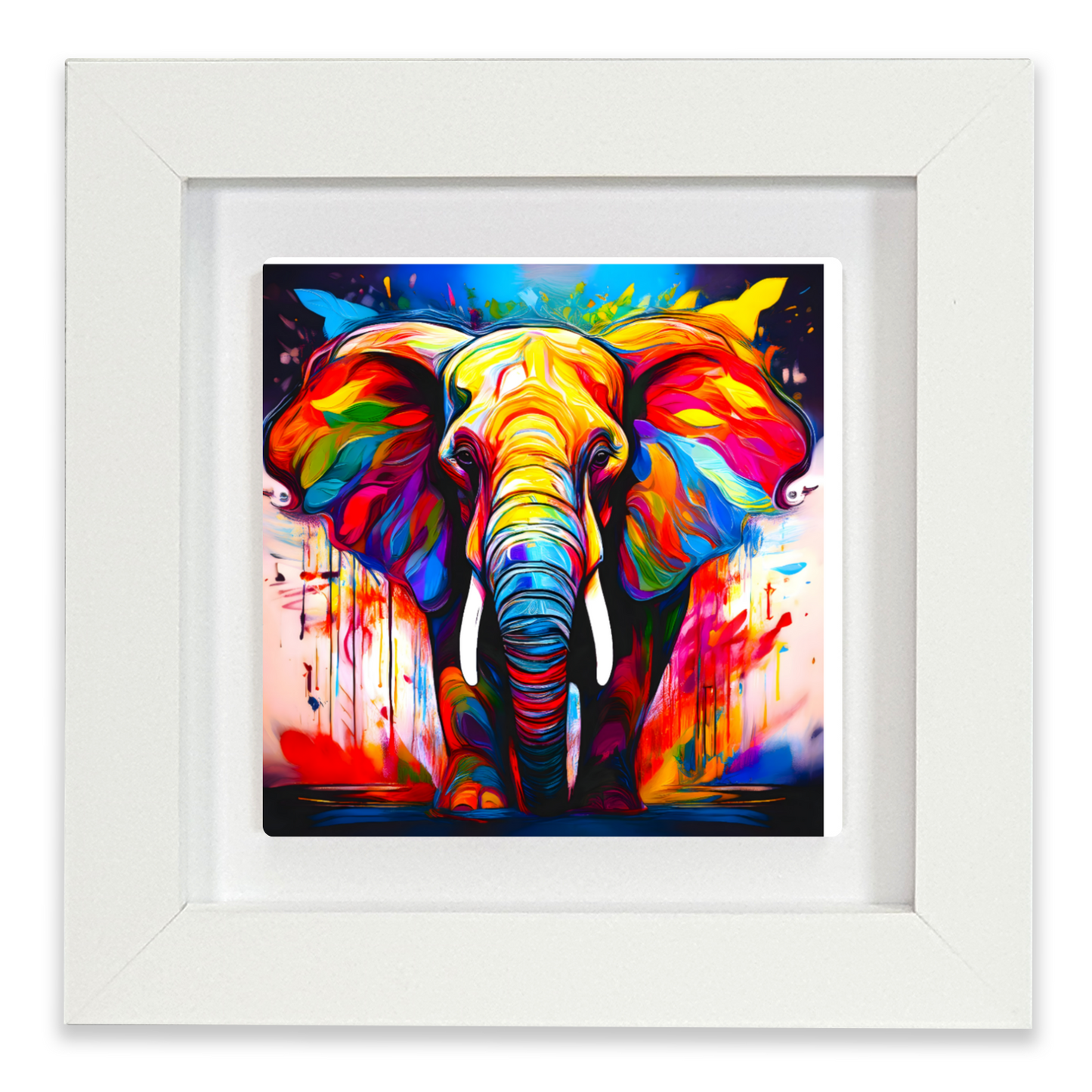 Elephant No.1, Framed Ceramic Tile Art,  Frame Size: 15x15cm And 20x20cm, Unique Image, Vivid Colours, A Gift That Will Last A Lifetime...