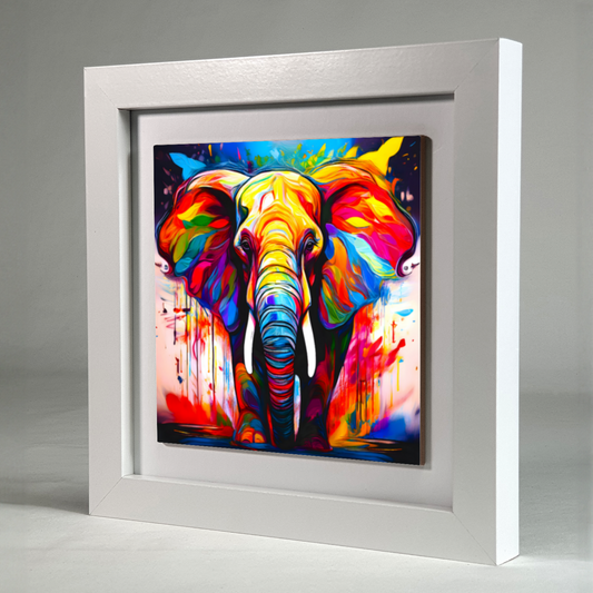 Elephant No.1, Framed Ceramic Tile Art,  Frame Size: 15x15cm And 20x20cm, Unique Image, Vivid Colours, A Gift That Will Last A Lifetime...