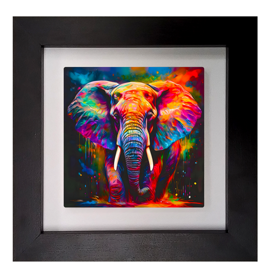 Elephant No.2, Framed Ceramic Tile Art,  Frame Size: 15x15cm And 20x20cm, Unique Image, Vivid Colours, A Gift That Will Last A Lifetime...