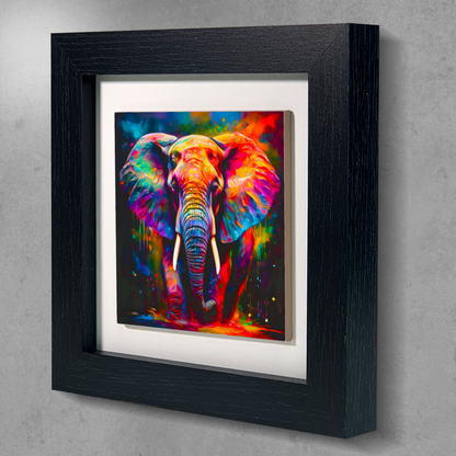 Elephant No.2, Framed Ceramic Tile Art,  Frame Size: 15x15cm And 20x20cm, Unique Image, Vivid Colours, A Gift That Will Last A Lifetime...