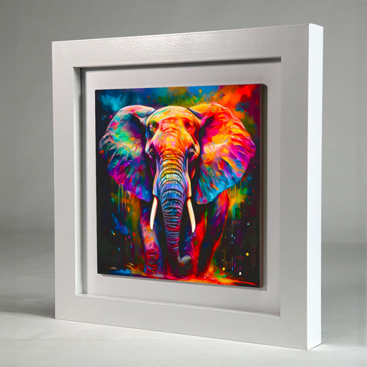 Elephant No.2, Framed Ceramic Tile Art,  Frame Size: 15x15cm And 20x20cm, Unique Image, Vivid Colours, A Gift That Will Last A Lifetime...