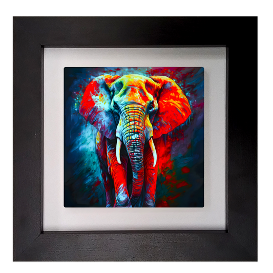 Elephant No.3, Framed Ceramic Tile Art,  Frame Size: 15x15cm And 20x20cm, Unique Image, Vivid Colours, A Gift That Will Last A Lifetime...