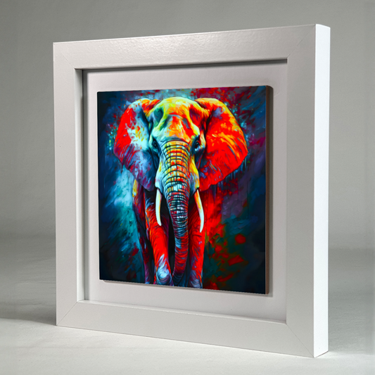 Elephant No.3, Framed Ceramic Tile Art,  Frame Size: 15x15cm And 20x20cm, Unique Image, Vivid Colours, A Gift That Will Last A Lifetime...