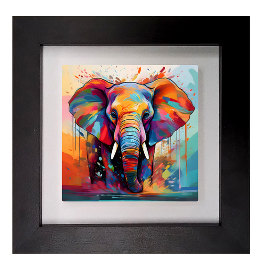 Elephant No.4, Framed Ceramic Tile Art, Frame Size: 15x15cm And 20x20cm, Unique Image, Vivid Colours, A Gift That Will Last A Lifetime...