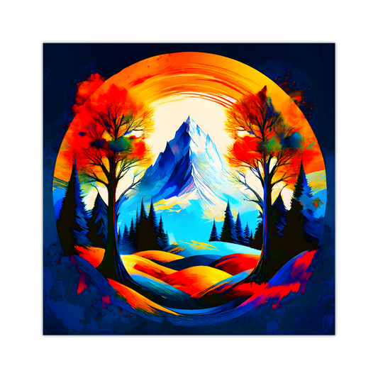Circle Mountain 1, Brighten Your Walls With Canvas Art, Add Beauty And Warmth, Unique Image, A Gift For A Lifetime...