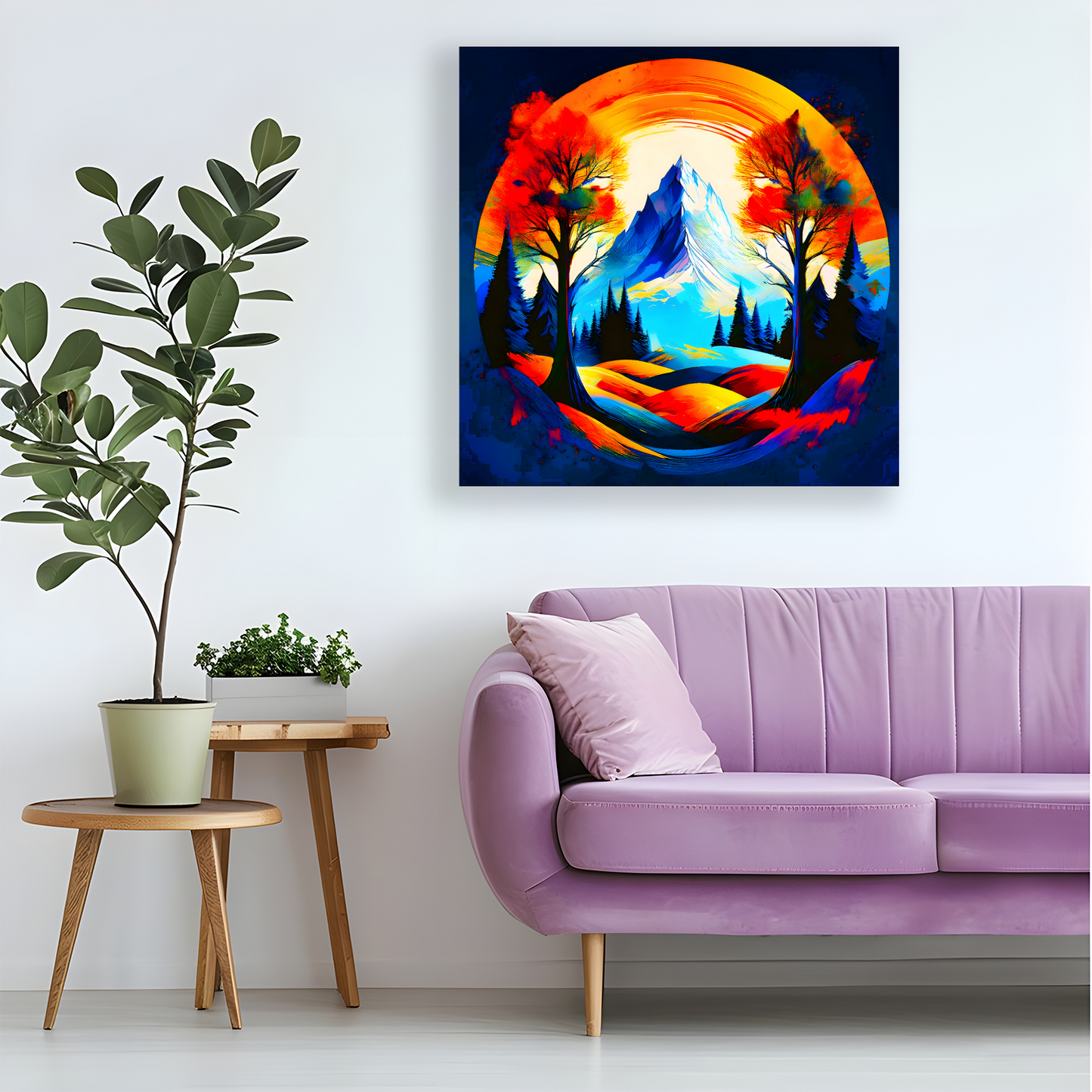 Circle Mountain 1, Brighten Your Walls With Canvas Art, Add Beauty And Warmth, Unique Image, A Gift For A Lifetime...