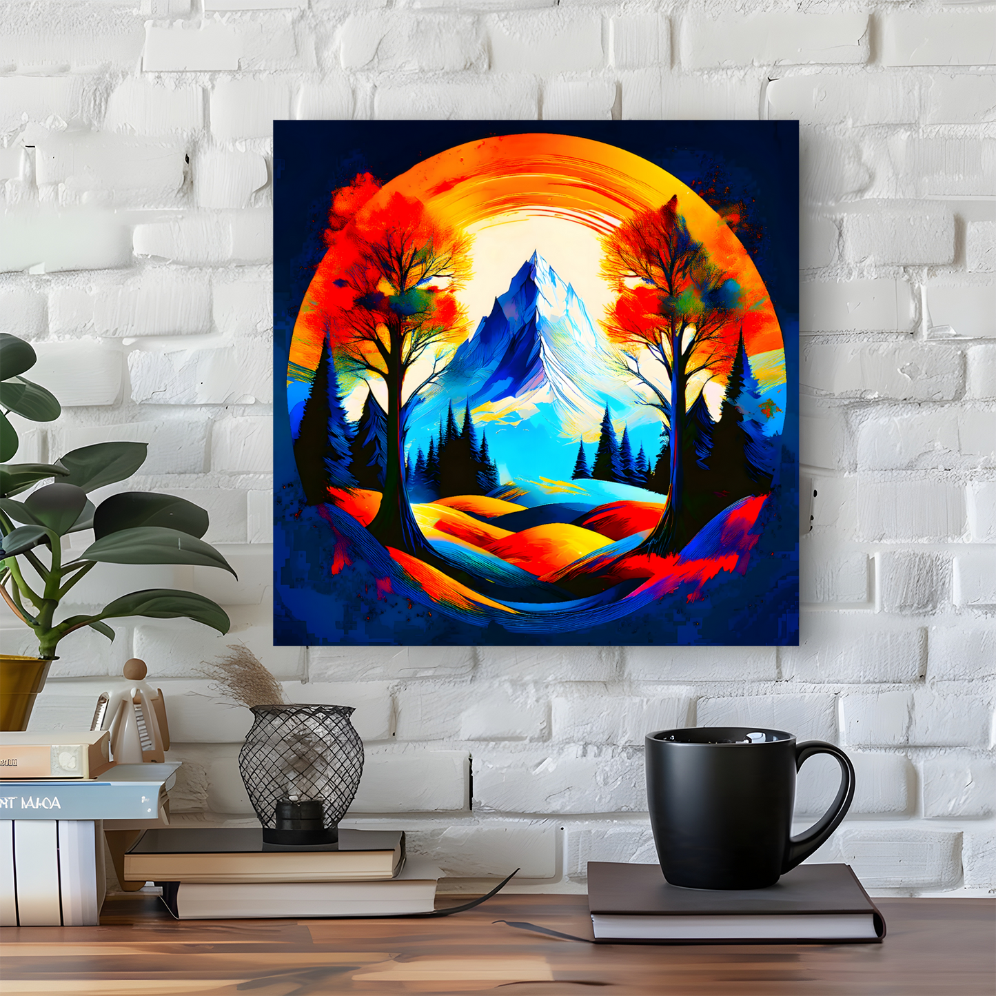 Circle Mountain 1, Brighten Your Walls With Canvas Art, Add Beauty And Warmth, Unique Image, A Gift For A Lifetime...