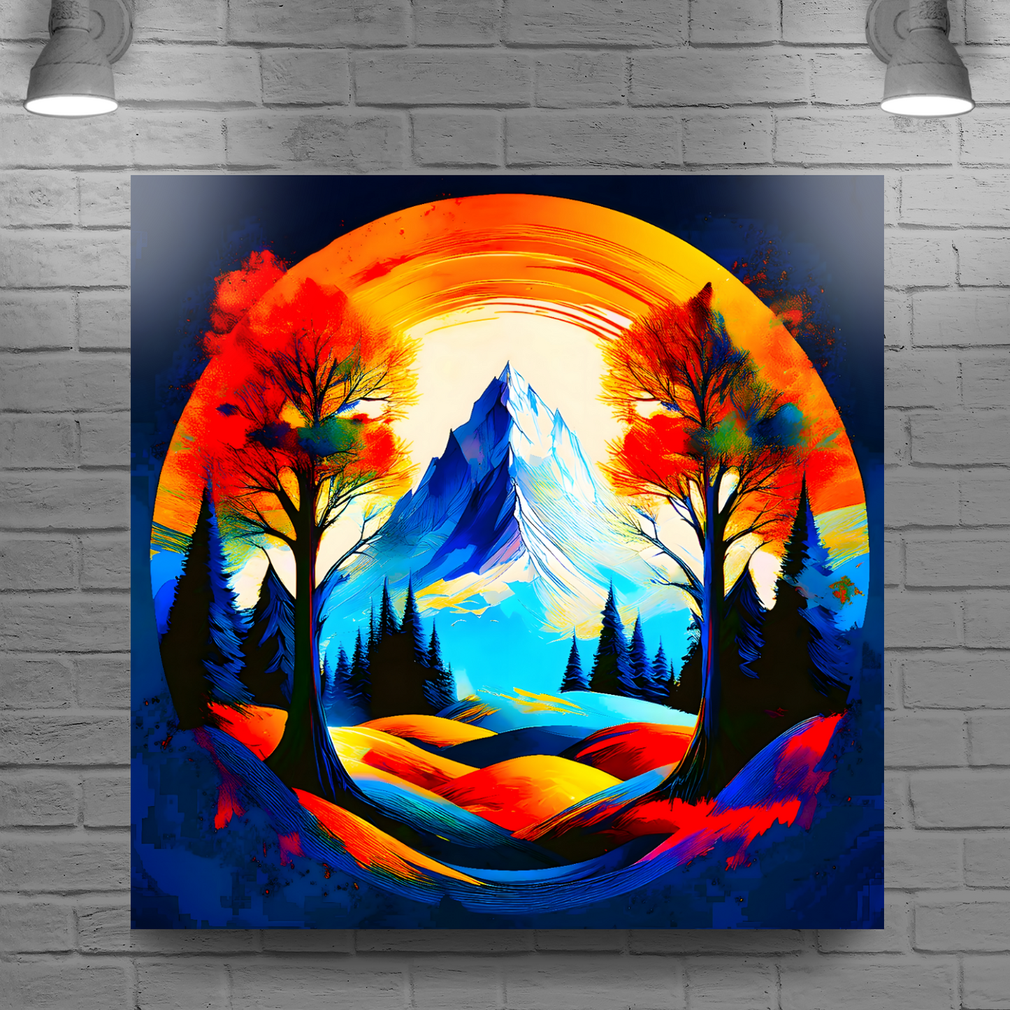 Circle Mountain 1, Brighten Your Walls With Canvas Art, Add Beauty And Warmth, Unique Image, A Gift For A Lifetime...