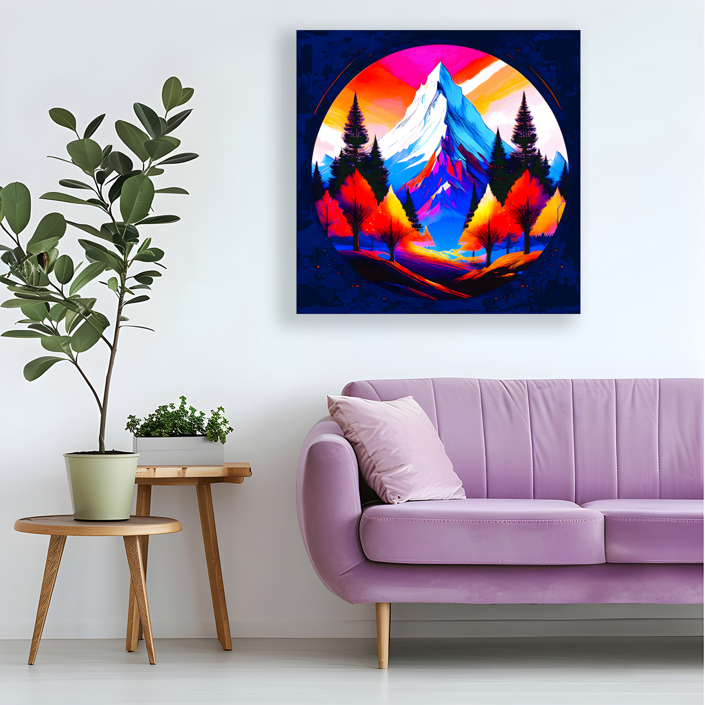 Circle Mountain 2, Brighten Your Walls With Canvas Art, Add Beauty And Warmth, Unique Image, A Gift For A Lifetime...