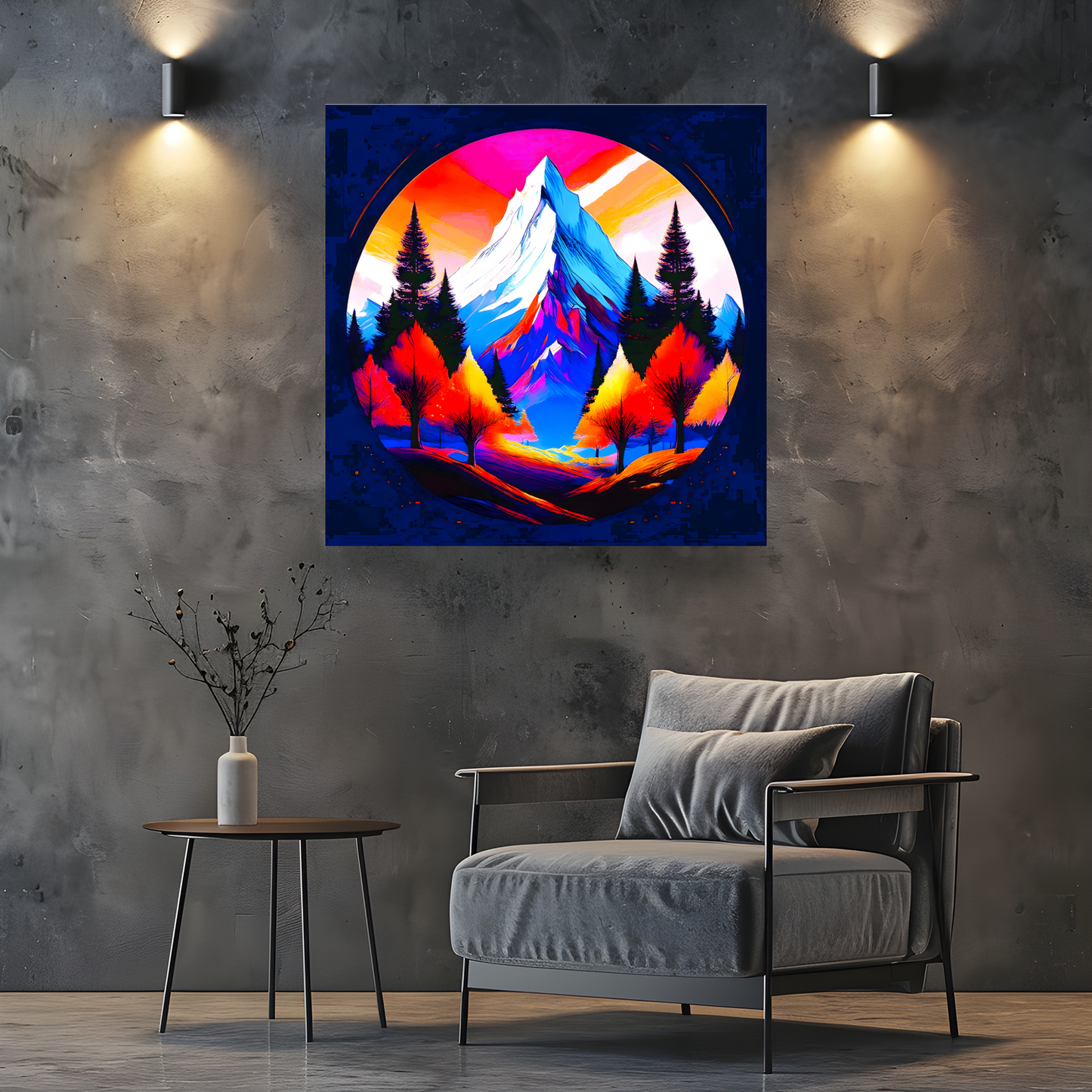 Circle Mountain 2, Brighten Your Walls With Canvas Art, Add Beauty And Warmth, Unique Image, A Gift For A Lifetime...