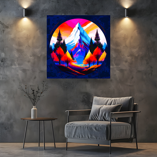 Circle Mountain 2, Brighten Your Walls With Canvas Art, Add Beauty And Warmth, Unique Image, A Great Gift Idea...