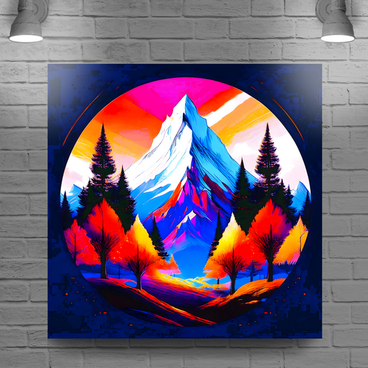 Circle Mountain 2, Brighten Your Walls With Canvas Art, Add Beauty And Warmth, Unique Image, A Gift For A Lifetime...
