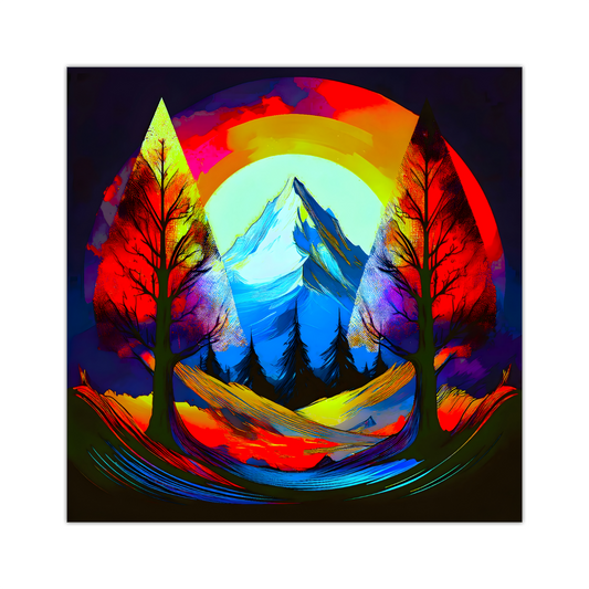 Circle Mountain 4, Brighten Your Walls With Canvas Art, Add Beauty And Warmth, Unique Image, A Gift For A Lifetime...