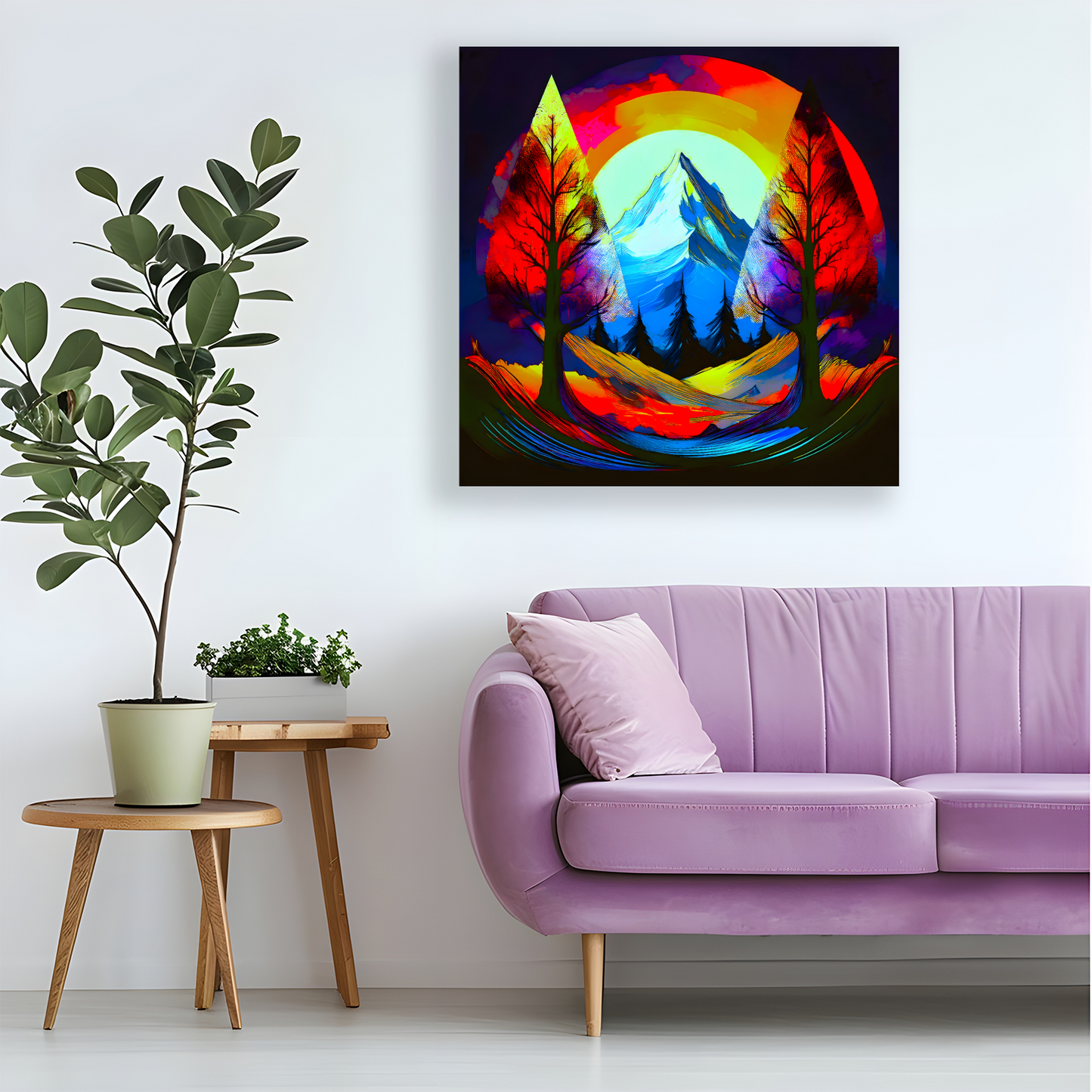 Circle Mountain 4, Brighten Your Walls With Canvas Art, Add Beauty And Warmth, Unique Image, A Gift For A Lifetime...