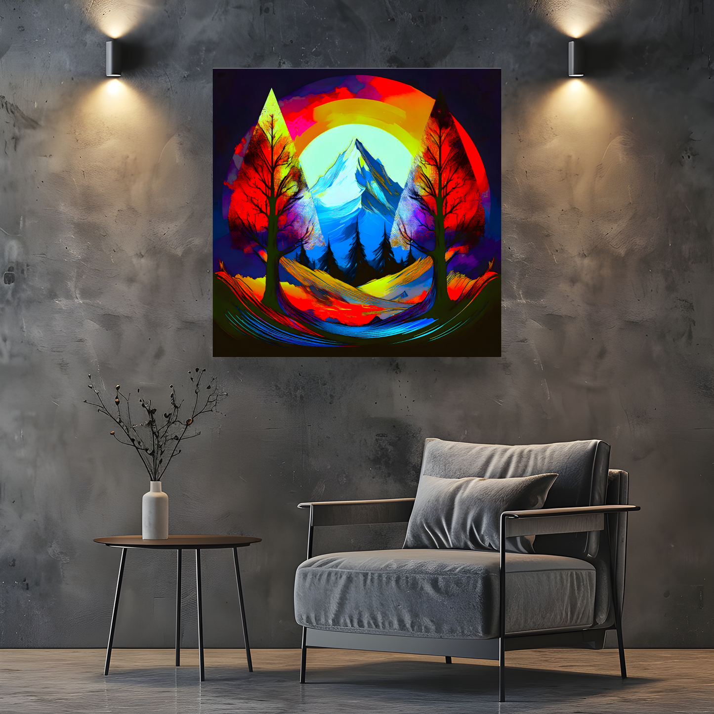 Circle Mountain 4, Brighten Your Walls With Canvas Art, Add Beauty And Warmth, Unique Image, A Gift For A Lifetime...