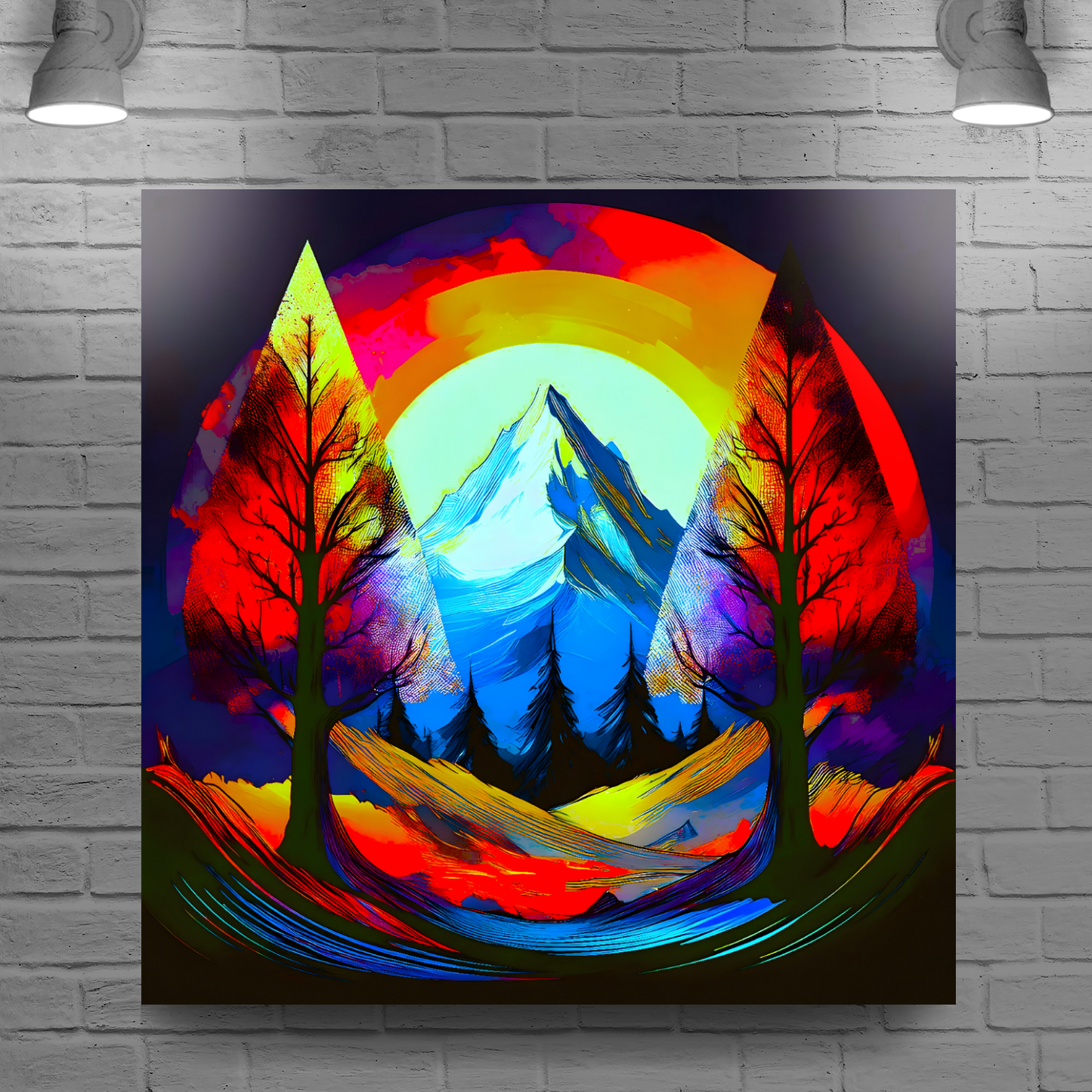 Circle Mountain 4, Brighten Your Walls With Canvas Art, Add Beauty And Warmth, Unique Image, A Gift For A Lifetime...