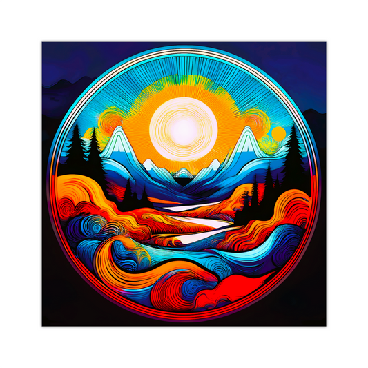 Circle Mountain 3, Brighten Your Walls With Canvas Art, Add Beauty And Warmth, Unique Image, A Gift For A Lifetime...
