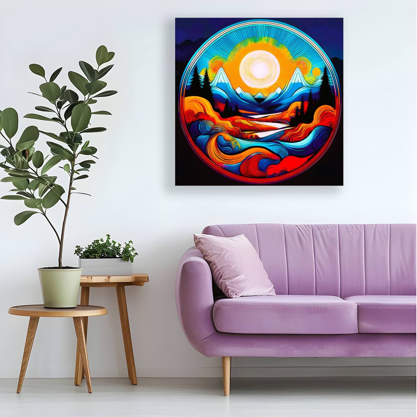 Circle Mountain 3, Brighten Your Walls With Canvas Art, Add Beauty And Warmth, Unique Image, A Gift For A Lifetime...