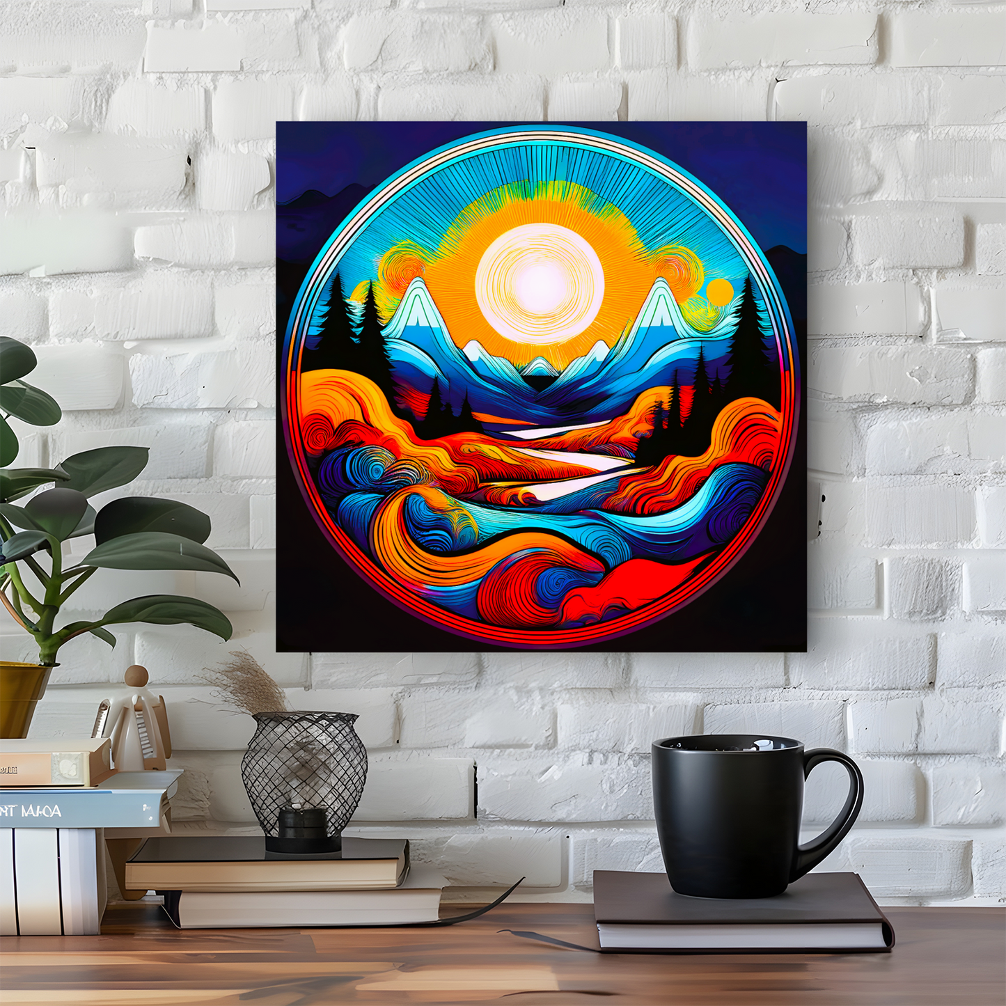 Circle Mountain 3, Brighten Your Walls With Canvas Art, Add Beauty And Warmth, Unique Image, A Gift For A Lifetime...