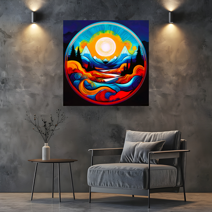 Circle Mountain 3, Brighten Your Walls With Canvas Art, Add Beauty And Warmth, Unique Image, A Great Gift Idea...