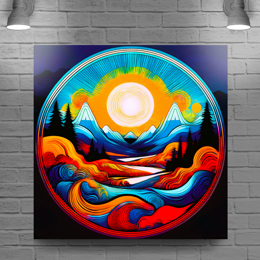 Circle Mountain 3, Brighten Your Walls With Canvas Art, Add Beauty And Warmth, Unique Image, A Gift For A Lifetime...
