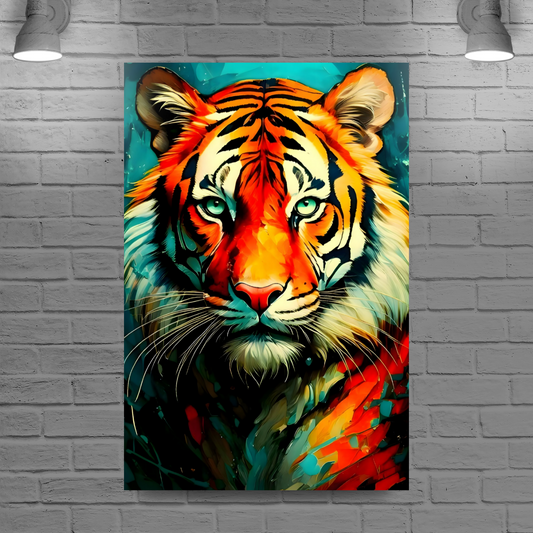 Tiger Print No.1, Canvas Wall Art, Unique Image, Vivid Colours, Perfect Gift, Unique Wall Art, Art Is A gift For A Lifetime