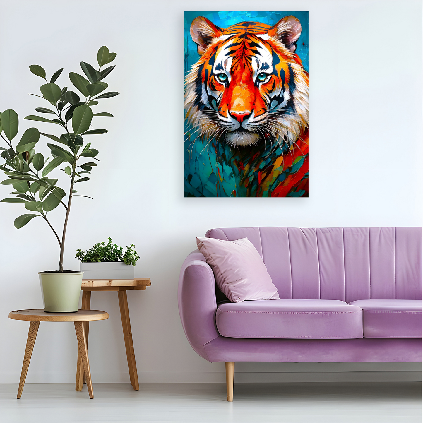 Tiger Print No.2, Canvas Wall Art, Unique Image, Vivid Colours, Perfect Gift, Unique Wall Art, Art Is A gift For A Lifetime