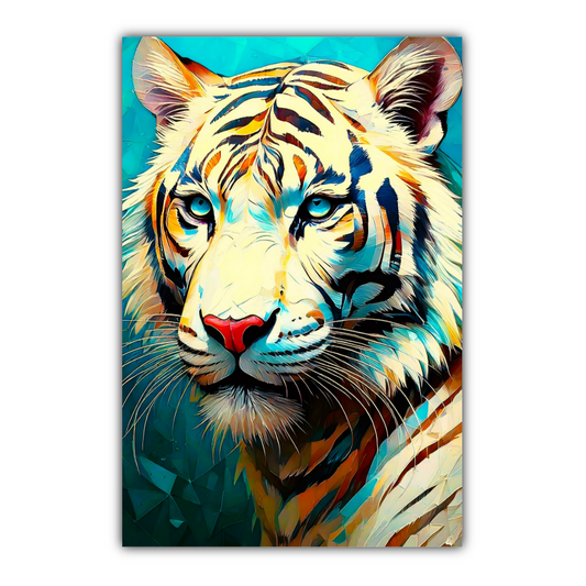 White Tiger Print No.1, Canvas Wall Art, Unique Image, Vivid Colours, Perfect Gift, Unique Wall Art, Art Is A gift For A Lifetime