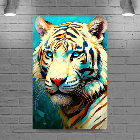 White Tiger Print No.1, Canvas Wall Art, Unique Image, Vivid Colours, Perfect Gift, Unique Wall Art, Art Is A gift For A Lifetime