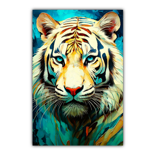 White Tiger Print No.1, Canvas Wall Art, Unique Image, Vivid Colours, Perfect Gift, Unique Wall Art, Art Is A gift For A Lifetime