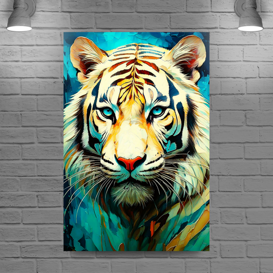 White Tiger Print No.1, Canvas Wall Art, Unique Image, Vivid Colours, Perfect Gift, Unique Wall Art, Art Is A gift For A Lifetime