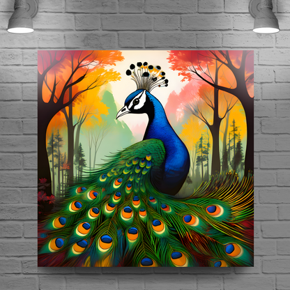 Peacock No.1, Printed On High Quality Canvas, Vivid Colours Unique Print, An Enduring Gift......