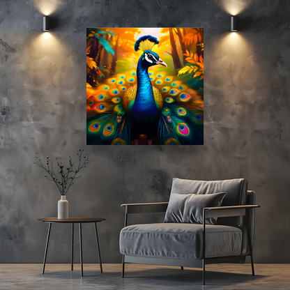 Peacock No.3, Printed On High Quality Canvas, Vibrant Colours, Unique Print, An Enduring Gift...