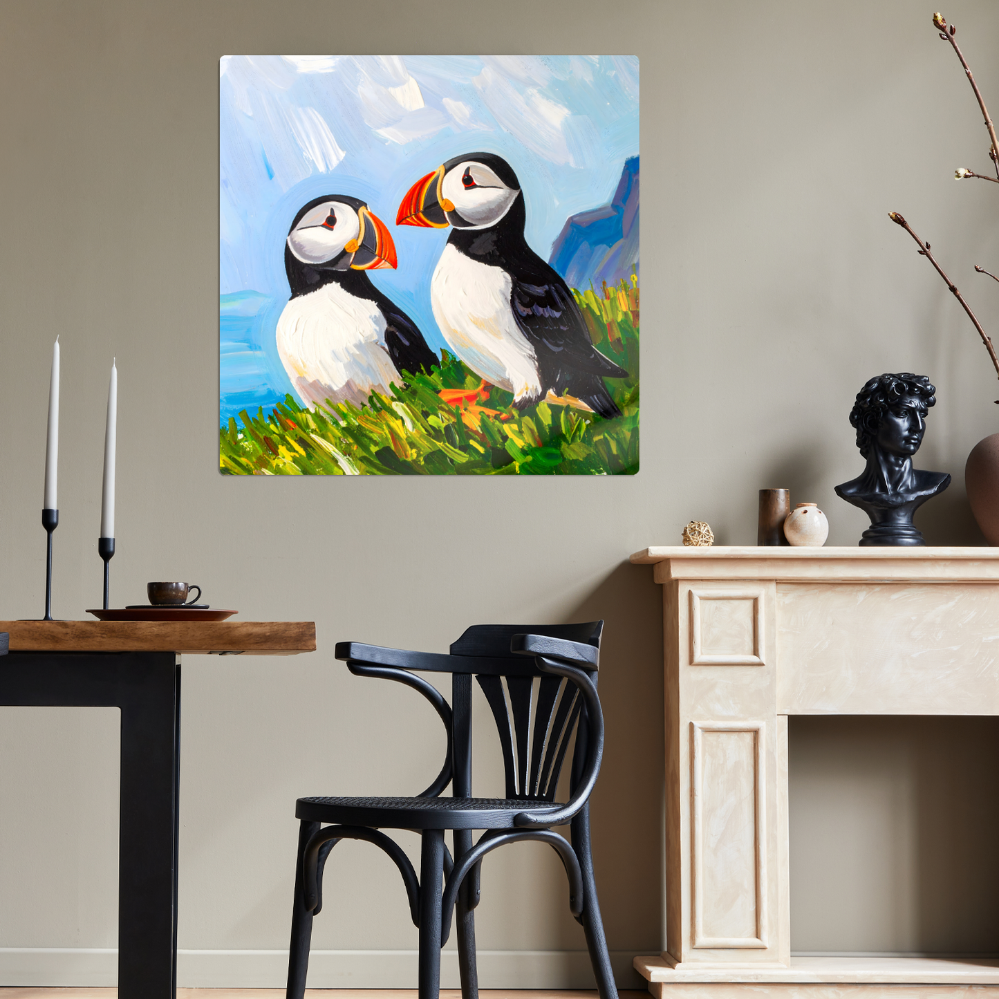 Puffins No.1, Printed On Steel, Unique Images, Vivid Colours, Ltd Editions, Great Gift Idea, Highly Detailed, A Gift To Last A Lifetime.